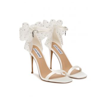 Sandale dama -  stiletto - alb - material textil