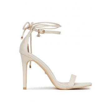 Sandale dama -  stiletto - bej - piele ecologica