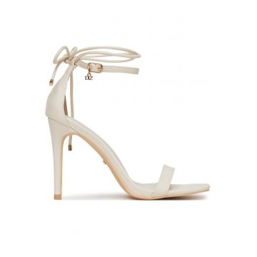 Sandale dama -  stiletto - bej - piele ecologica