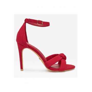 Sandale dama -  stiletto - rosu - material textil