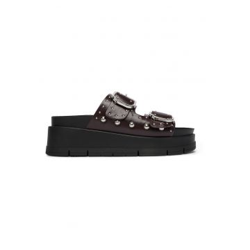 Sandale dama -  Textil - Maro inchis/Negru