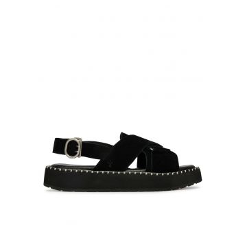 Sandale dama -  textil - negru