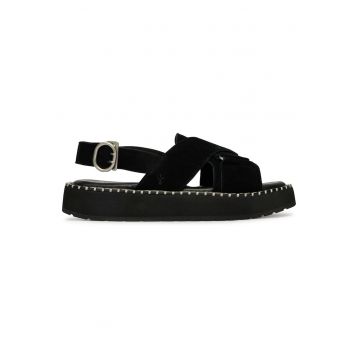 Sandale dama -  textil - negru