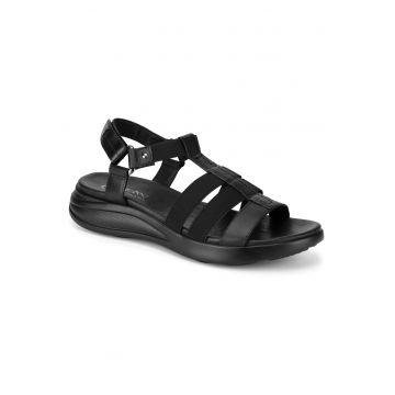 Sandale dama -  textil - negru - sistem inchidere Velcro -