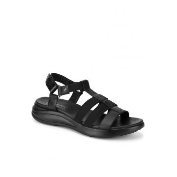 Sandale dama -  textil - negru - sistem inchidere Velcro -