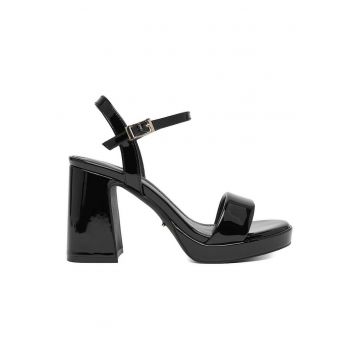 Sandale dama -  toc clasic - material sintetic - negru