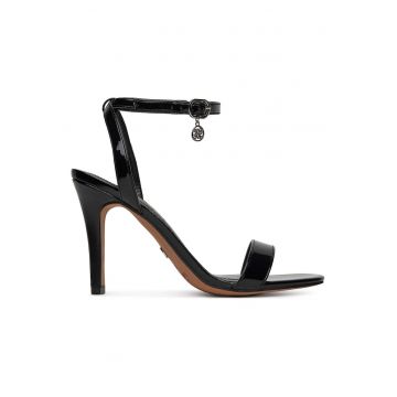 Sandale dama -  toc stiletto - material sintetic - negru -