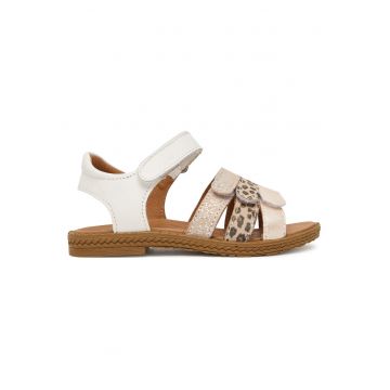 Sandale de copii -  din piele naturala - alb - sistem inchidere Velcro -