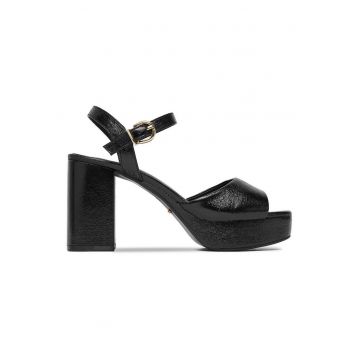 Sandale de dama -  toc clasic - negru - material sintetic