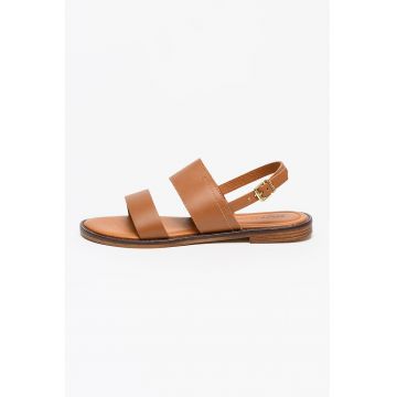 Sandale de piele cu barete late - Caramel