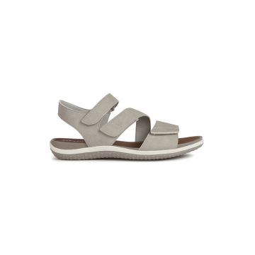 Sandale de piele ecologica cu velcro - Gri