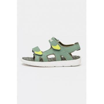 Sandale de piele ecologica cu velcro Perkins Row - Verde deschis