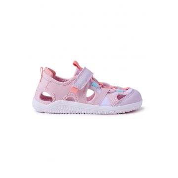 Sandale de piele ecologica si material textil cu talpa flexibila Crab - Lila