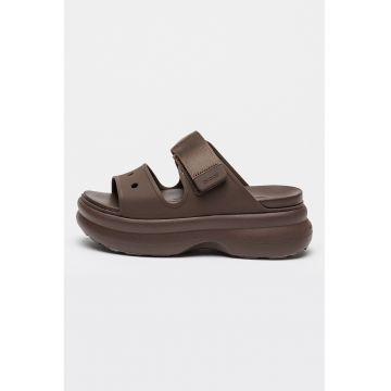Sandale demi-wedge cu velcro Soho - Maro inchis