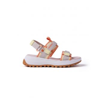 Sandale din material textil cu talpa wedge si inchidere velcro Sporty - Galben