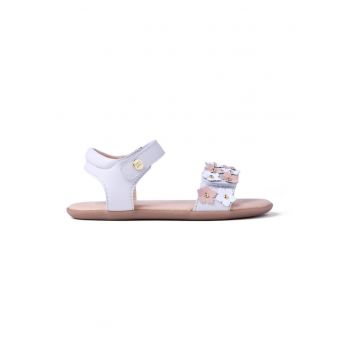 Sandale din piele cu aplicatie cu model floral Loitok - Alb