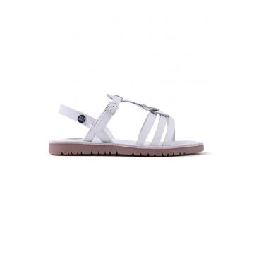 Sandale din piele cu aspect metalizat si detaliu impletit Bearsden - Alb