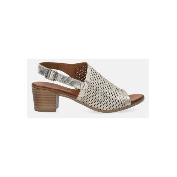 Sandale din piele cu bareta slingback si model perforat