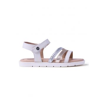 Sandale din piele cu barete multiple si velcro Bukoba - Alb