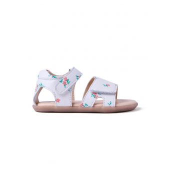 Sandale din piele cu imprimeu floral - Alb