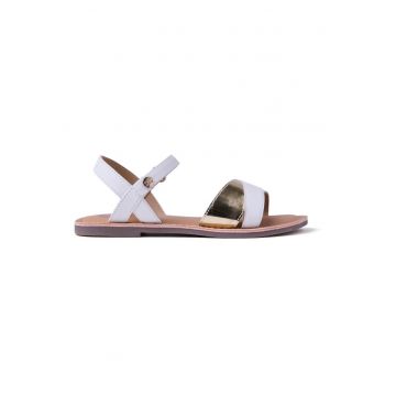 Sandale din piele cu inchidere velcro Awendo - Alb