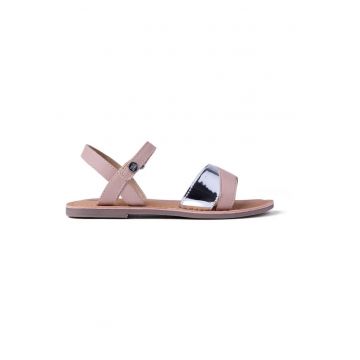 Sandale din piele cu inchidere velcro Awendo - Roz pastel