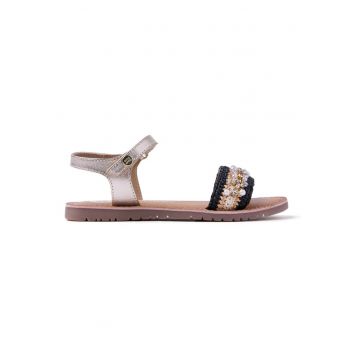 Sandale din piele cu perle sintetice Solway - Auriu