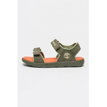 Sandale din piele intoarsa cu inchidere velcro Perkins Row - Verde inchis