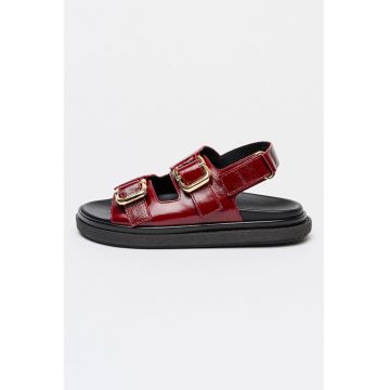 Sandale din piele lacuita cu velcro Harper - Roz zmeuriu