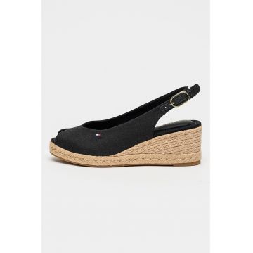 Sandale-espadrile wedge - Rosu/Negru stins