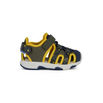 Sandale fisherman cu velcro - Galben/Kaki