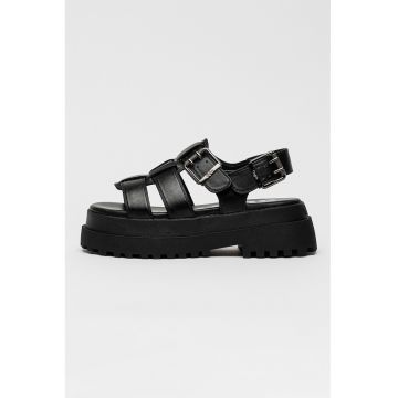 Sandale fisherman din piele ecologica Pluto - Negru