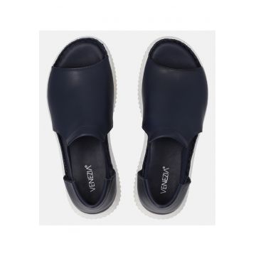 Sandale flat din piele uni