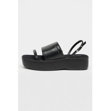 Sandale flatform de piele Amelia - Negru