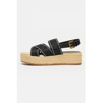 Sandale flatform - Negru/Gri deschis
