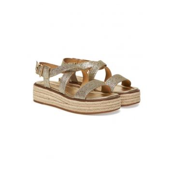 Sandale pentru dama  Lynn - platforma 5 cm - piele - auriu