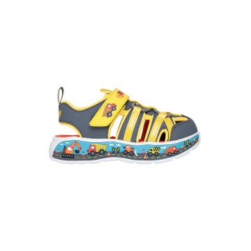 Sandale Play Scene Splash de piele ecologica cu velcro - Galben sofran/Gri inchis