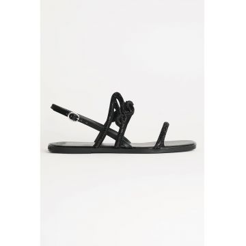 Sandale slingback cu strasuri - Negru