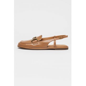 Sandale slingback de piele cu detaliu metalic Alva - Caramel