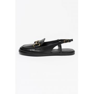 Sandale slingback de piele cu detaliu metalic Alva - Negru