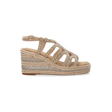 Sandale tip espadrile din piele intoarsa