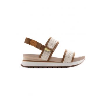 Sandale wedge cu aspect crosetat - Bej