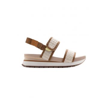 Sandale wedge cu aspect crosetat - Bej