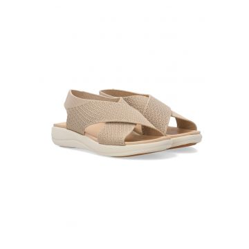 Sandale wedge cu bretele incrucisate din material textil