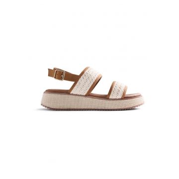 Sandale wedge cu catarama Cheptais - Alb/Maro