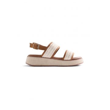 Sandale wedge cu catarama Cheptais - Alb/Maro