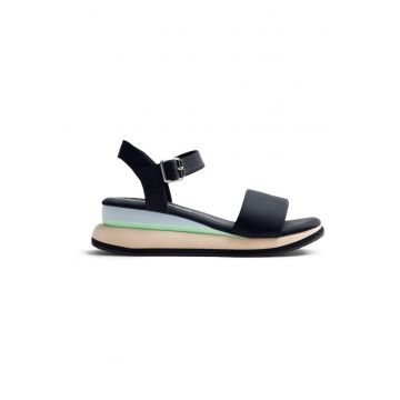 Sandale wedge cu catarama Zaria - Negru