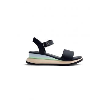 Sandale wedge cu catarama Zaria - Negru