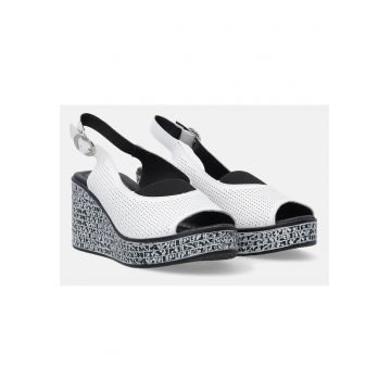 Sandale wedge din piele cu decupaje