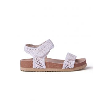 Sandale cu aspect tricotat si velcro Iten - Alb